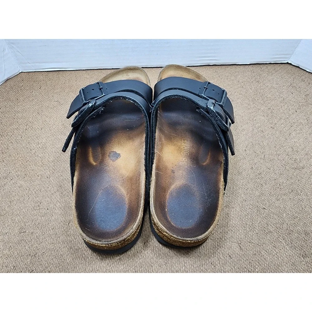Birkenstock Arizona Size 38 US 7.5 to 7 Leather Slide Sandals Beach Black Summer